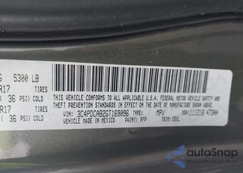 2016 Dodge Journey Se from USA, damaged, VIN 3C4PDCAB2GT169096